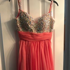 Coral chiffon dress